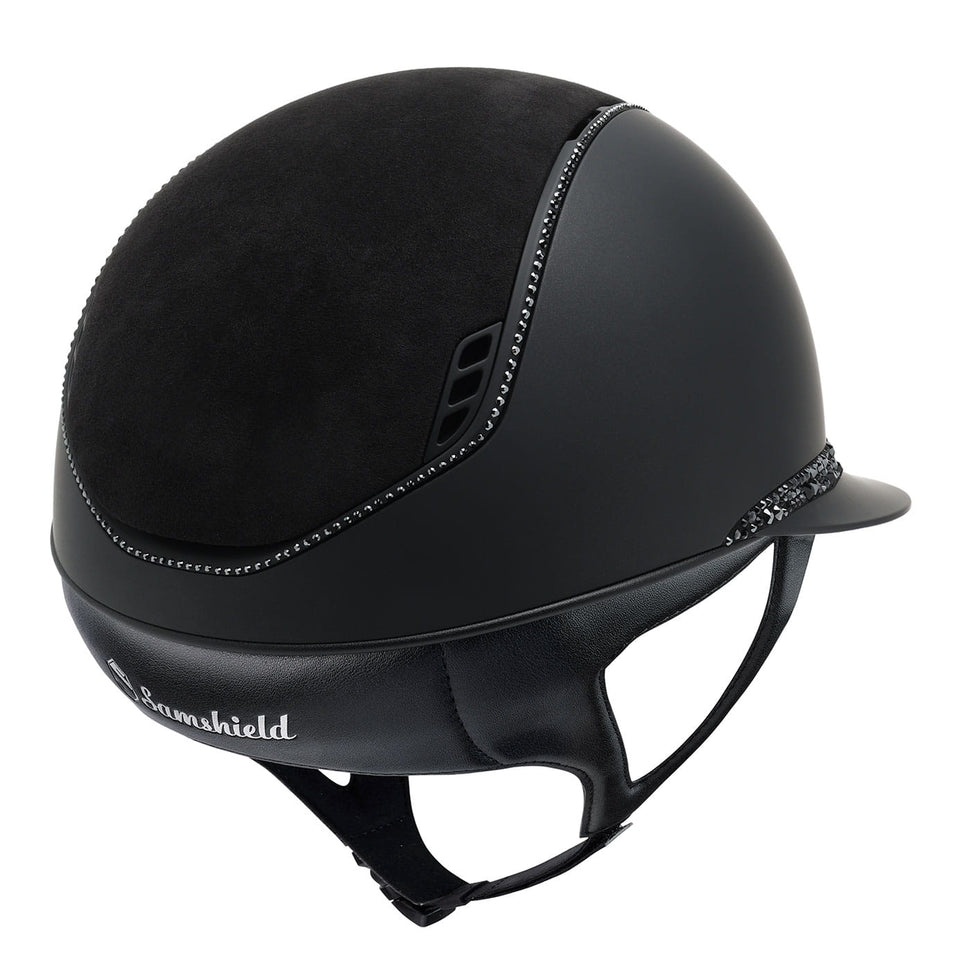 Samshield V2 Miss Shield Black Shadowmatt Hat with Glacier Crystal Band and 300 Crystals