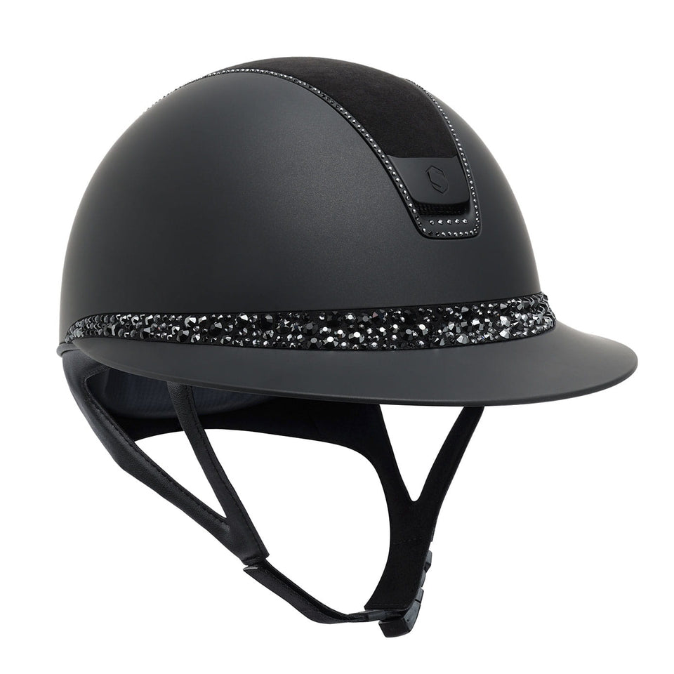 Samshield V2 Miss Shield Black Shadowmatt Hat with Glacier Crystal Band and 300 Crystals