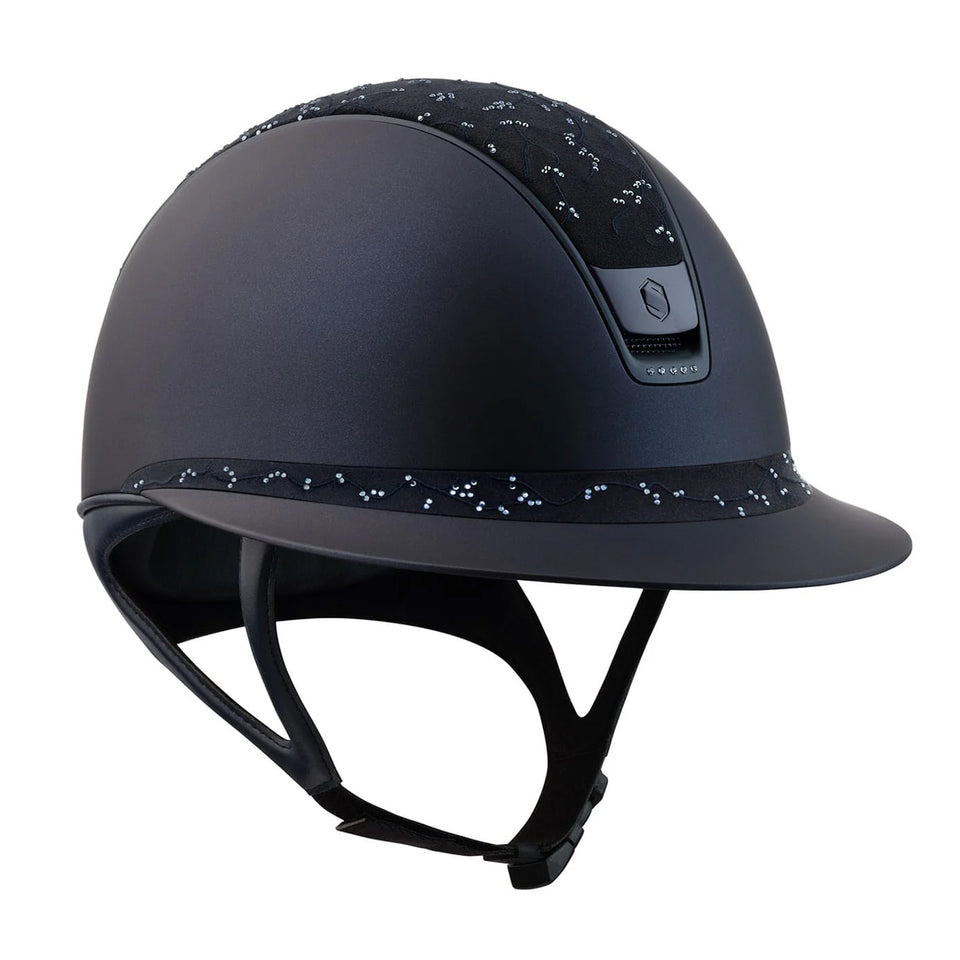 Samshield V2 Miss Shield Navy Riding Hat with Crystal Leaf and Matt Blazon