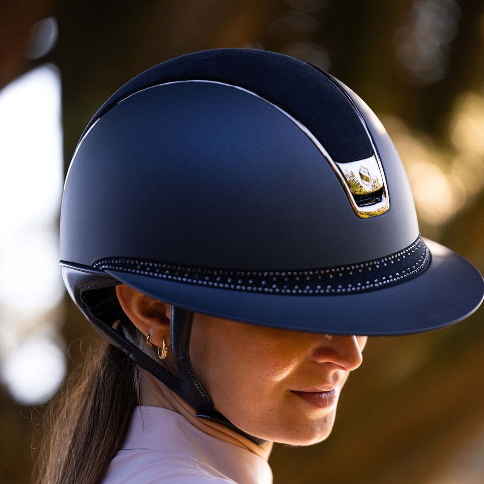 Samshield V2 Miss Shield Navy Shadowmatt Hat with Tiara Crystal Band