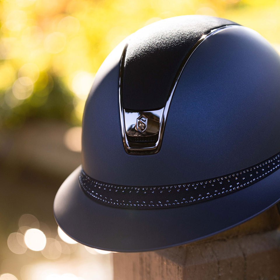 Samshield V2 Miss Shield Navy Shadowmatt Hat with Tiara Crystal Band