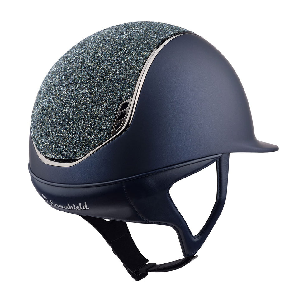 Samshield V2 Navy Shadowmatt Riding Hat with Ocean Depth Crystal Fabric Top