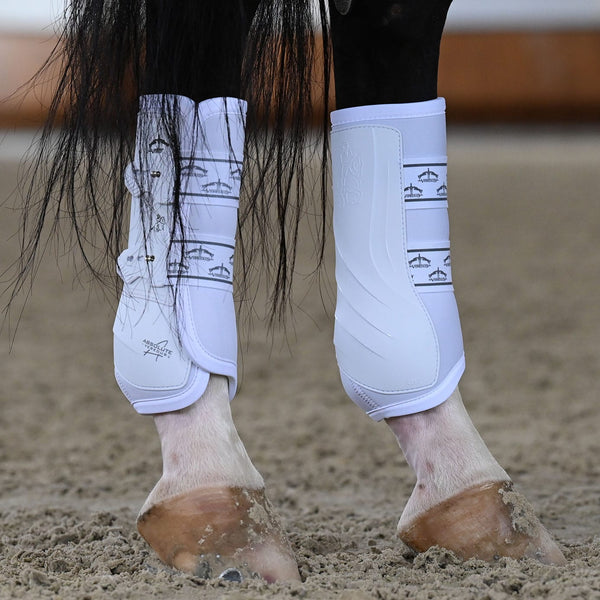 【中古・未使用品】VEREDUS ベルダス Piaffe Evo Dressage Boots 後肢 プロテクター M ホワイト 乗馬 馬術 Veredus-Dressage-Elastic-Hind-