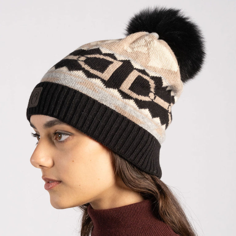 Vestrum Kumamoto Beanie Bobble Hat - Beige/Black