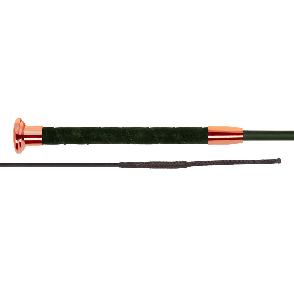 Fleck Silk Touch Dressage Whip - Black/Rose Gold