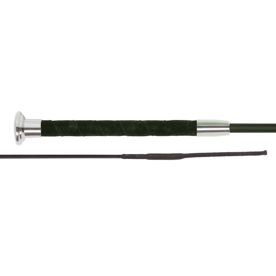 Fleck Silk Touch Dressage Whip - Black/Chrome