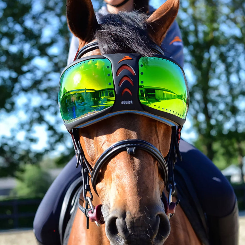 eQuick eVysor Equine Goggles - Mirrored Green