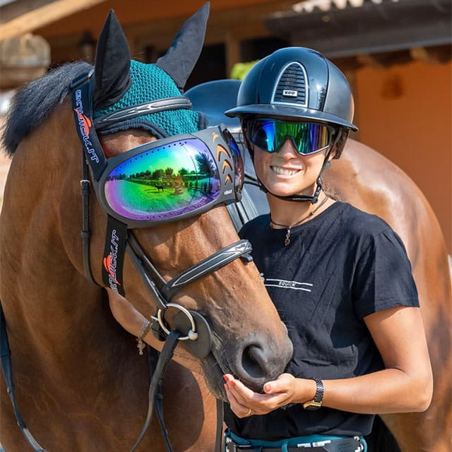 eQuick eVysor Equine Goggles - Mirrored Green