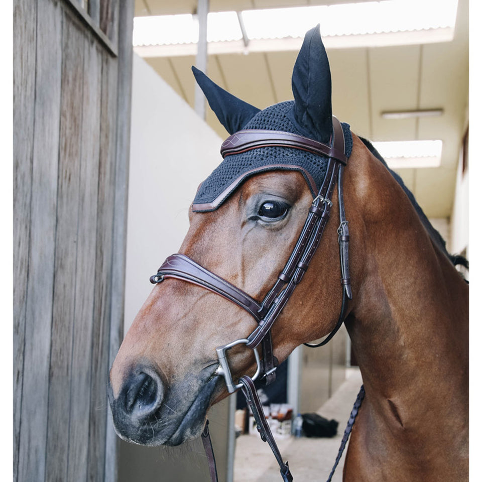 Kentucky Horsewear Wellington Leather Fly Veil - Black